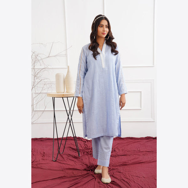 Sky blue self jacquard cotton RSS-012