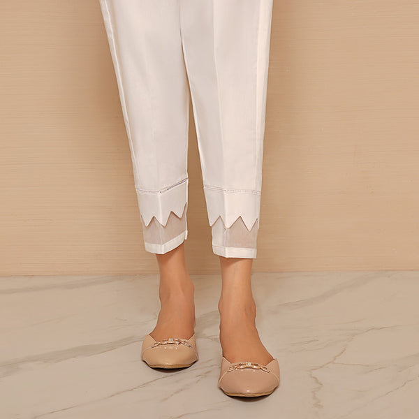 Off-White Cotton Trouser With Organza RT-04