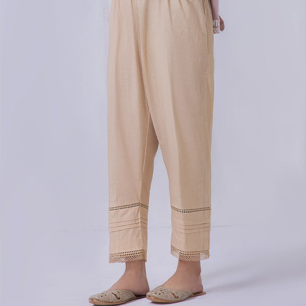 Skin Pintuck and lace Cotton Trouser RT-015