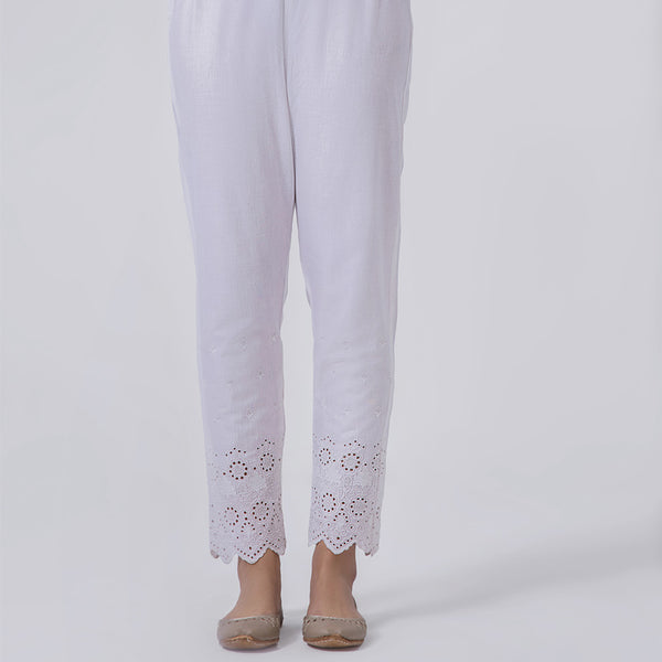 Embroidered Off-White Trouser Cotton RT-02